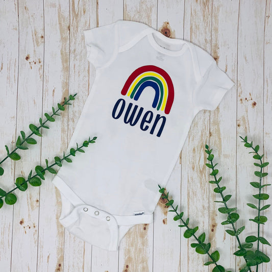 Baby Name Custom Rainbow Bodysuit